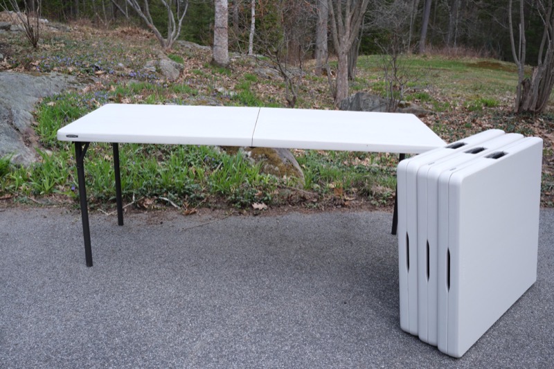 Folded 6 foot folding table fits in Subaru Outback Maine